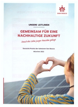 Deckblatt der 2022 verabschiedeten Nachhaltigkeitsleitlinien der Salesianer Don Boscos