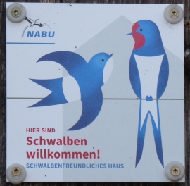 Plakette Schwalbenfreundliches Haus